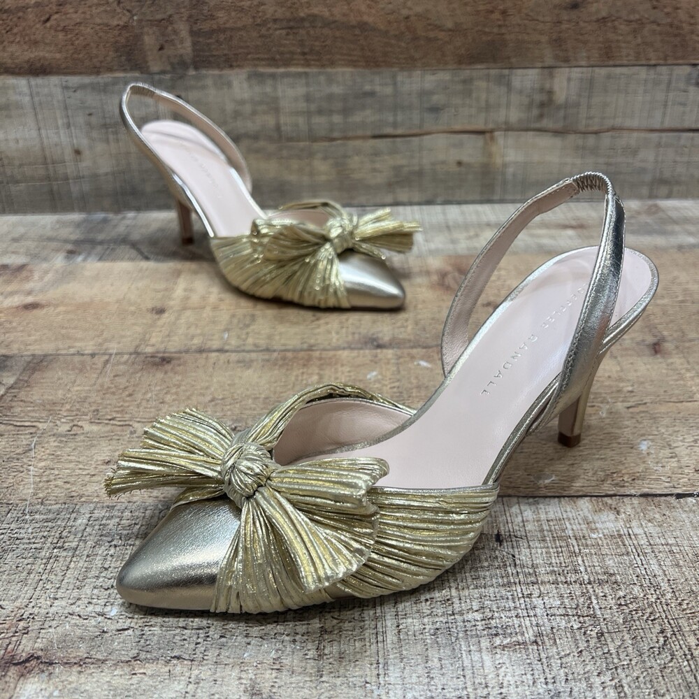 Loeffler Randall Women’s Gold Leather Slingback Classic Pumps Heels Size 6.5 B